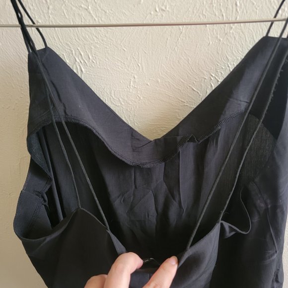 Black String Strap V Neck Blouse Tank Top - Picture 4 of 5